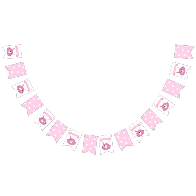 It's a girl! | Cute Pink Bunny Kids Birthday Bunting (All)