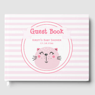 It's a girl! Cute Pink Cat - Baby Shower Guest Book