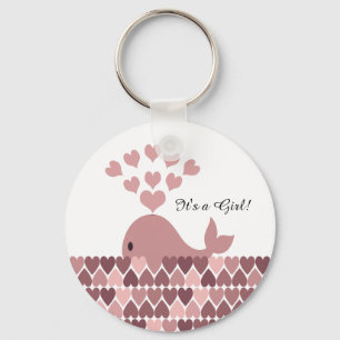 It's a Girl! Cute Pink Whale Key Ring