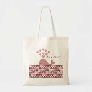It's a Girl! Cute Pink Whale Tote Bag
