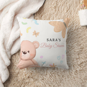 It's a Girl Cute Teddy Bear Baby Shower Cartoon Cushion