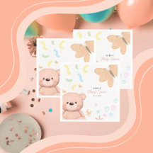 It's a Girl Cute Teddy Bear Baby Shower Cartoon 