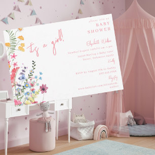 It's a Girl Dancing Wildflowers Baby Shower Invitation