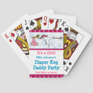It's a Girl Diaper Keg Personalised Playing Cards