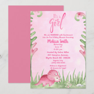 It's a Girl Dino Baby Shower Invitation