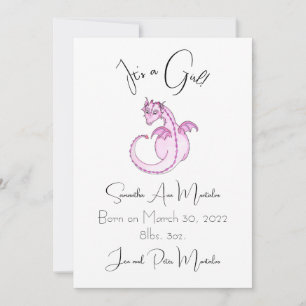 It's a girl!! Dragon birth announcement. Announcement
