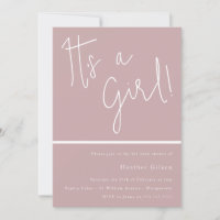 Its a girl! Dusty Pink Mauve Girls Baby Shower