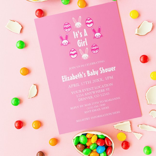 It's a Girl Easter Baby Shower Invitation (Creator Uploaded)