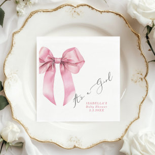 Its a girl Elegant Pink Bow Baby Shower Napkin