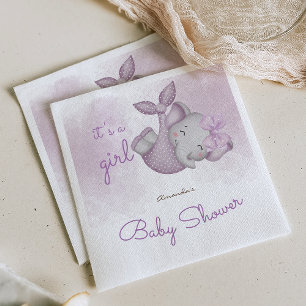 It's a girl elephant baby girl shower napkin