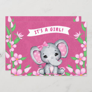 It's a Girl Elephant Baby Shower Invitation