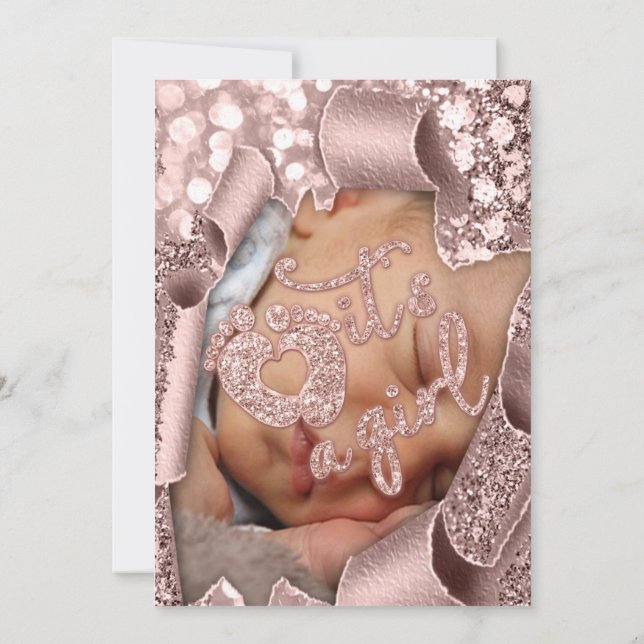  It's A Girl Feet Custom Photo New Baby Shower Invitation (Back)