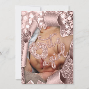  It's A Girl Feet Custom Photo New Baby Shower Invitation