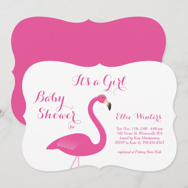 It's a Girl - Flamingo Baby Shower Invitation (Front/Back)