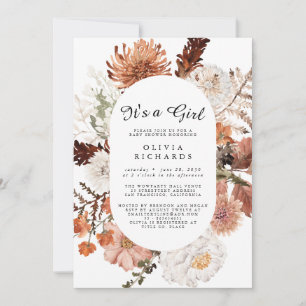 It's A Girl Floral Baby Shower Invitation