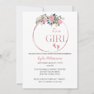  It's a Girl floral Baby Shower Invitation Card