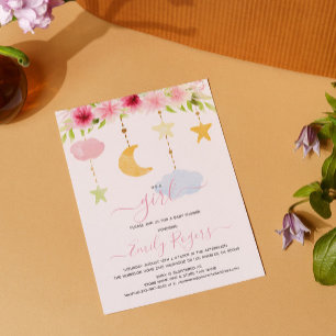 It's a girl floral baby shower party save the date