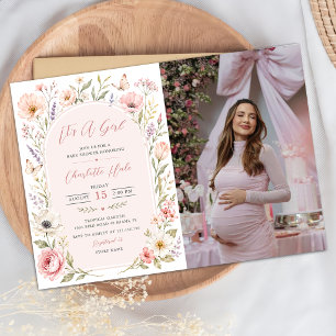 It's A Girl Floral Baby Shower Photo Invitation