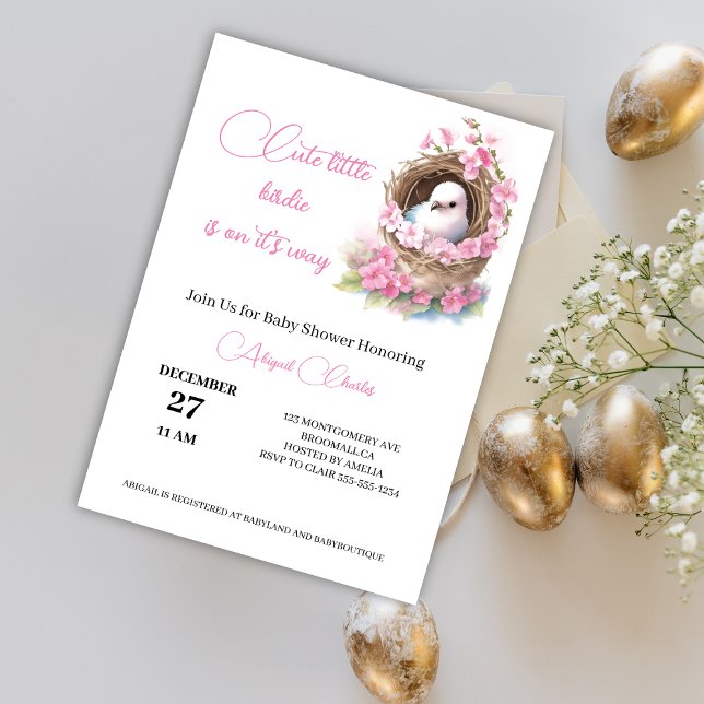 It's a girl floral bird's nest baby shower card (Creator Uploaded)