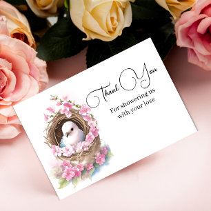 It's a girl floral bird's nest thank you card