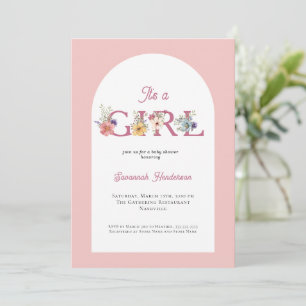 It's a Girl Floral Soft Pink Baby Shower Invitation
