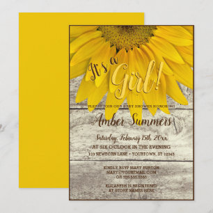 It's a Girl Floral Sunflower Garden Baby Shower Invitation