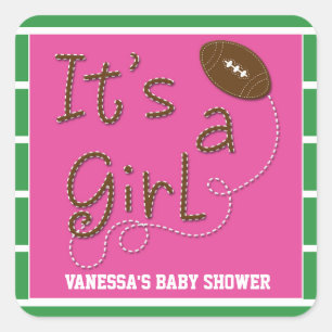 IT'S A GIRL Football Baby Shower Party Sticker