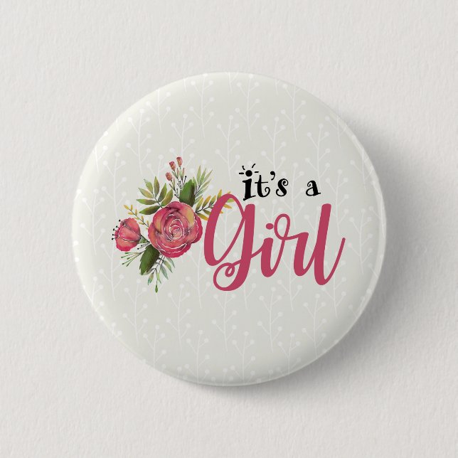 It's a Girl Gender Reveal Button Guns or Roses (Front)