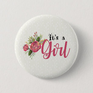 It's a Girl Gender Reveal Button Guns or Roses