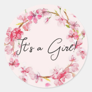 It's a Girl! Gender Reveal Classic Round Sticker