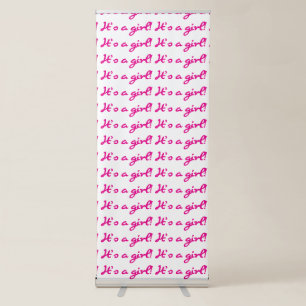 It's a Girl Gender Reveal Hot Pink Selfie Backdrop Retractable Banner