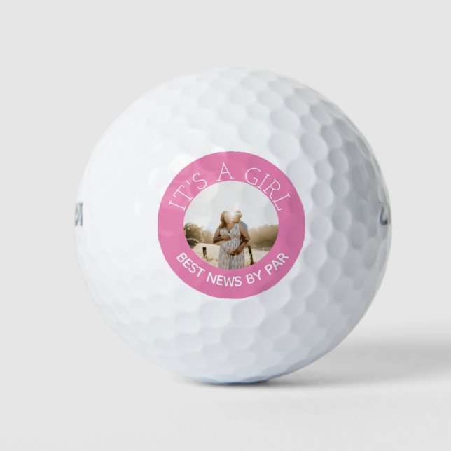 Its a girl Gender reveal photo Golf Balls (Front)