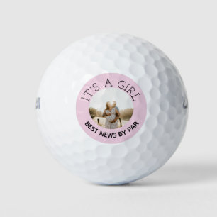 Its a girl Gender reveal photo personalised Golf Balls