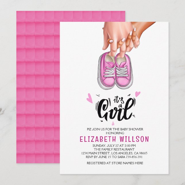It's a Girl Gender Show Babyshower  Invitation (Front/Back)