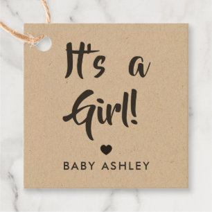 It's a Girl Gift Tag, Baby Shower Gift Tag, Kraft Favour Tags