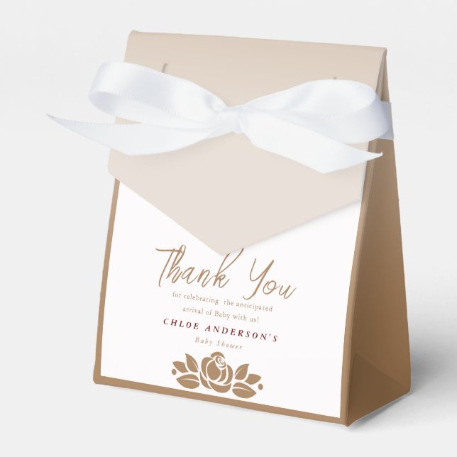 Its A Girl Gold White Floral Baby Shower Favour Box (Front Side)