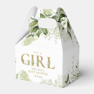 Its A Girl Greenery Botanical Gold Baby Shower Favour Box