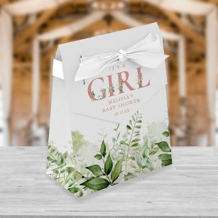 Its A Girl Greenery Dusty Rose Baby Shower Favour Box
