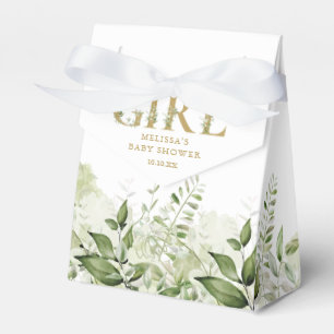 Its A Girl Greenery Foliage Gold Baby Shower Favour Box