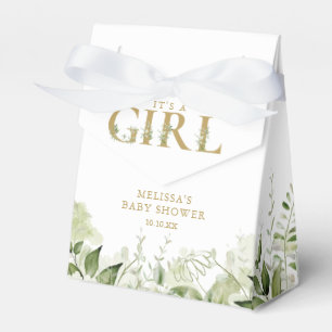 Its A Girl Greenery Foliage Gold Baby Shower Favour Box