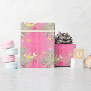 "It's a Girl" Hand drawn Illustration Floral Font  Wrapping Paper