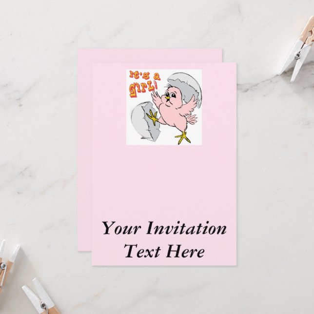 It's a Girl! Invitation (Front/Back In Situ)