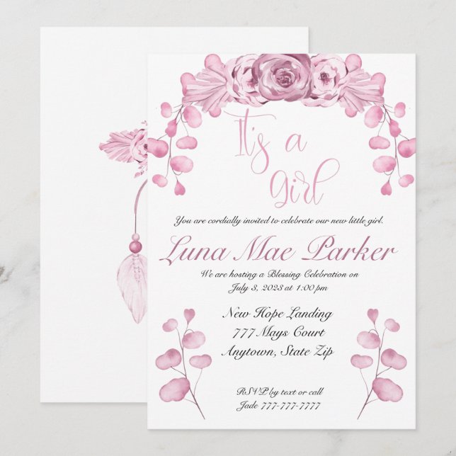 It's a girl invitation for blessing or dedication (Front/Back)