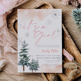 It's a girl invitation, Winter baby shower Invitation
