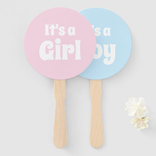 It's a Girl, It's a Boy baby shower gender reveal  Hand Fan