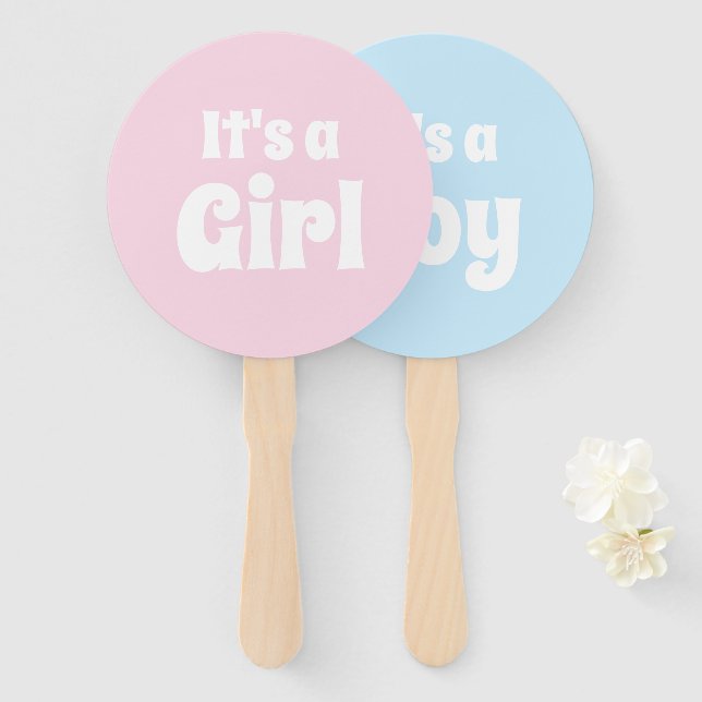 It's a Girl, It's a Boy baby shower gender reveal  Hand Fan (Front and Back)