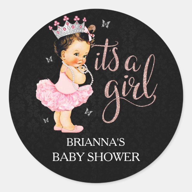 It's a Girl  It's a Girl Baby Shower Classic Round Sticker (Front)