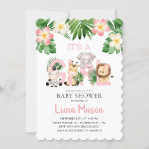 It's a Girl Jungle Baby Shower Invitation