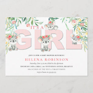 it's A Girl Koala Babies Baby Shower Invitations