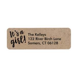 It's a Girl, Kraft Style Rustic Address